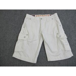 Rock Revival Cargo Shorts Mens 32 White Classic Embroidered Flap Pockets Cotton